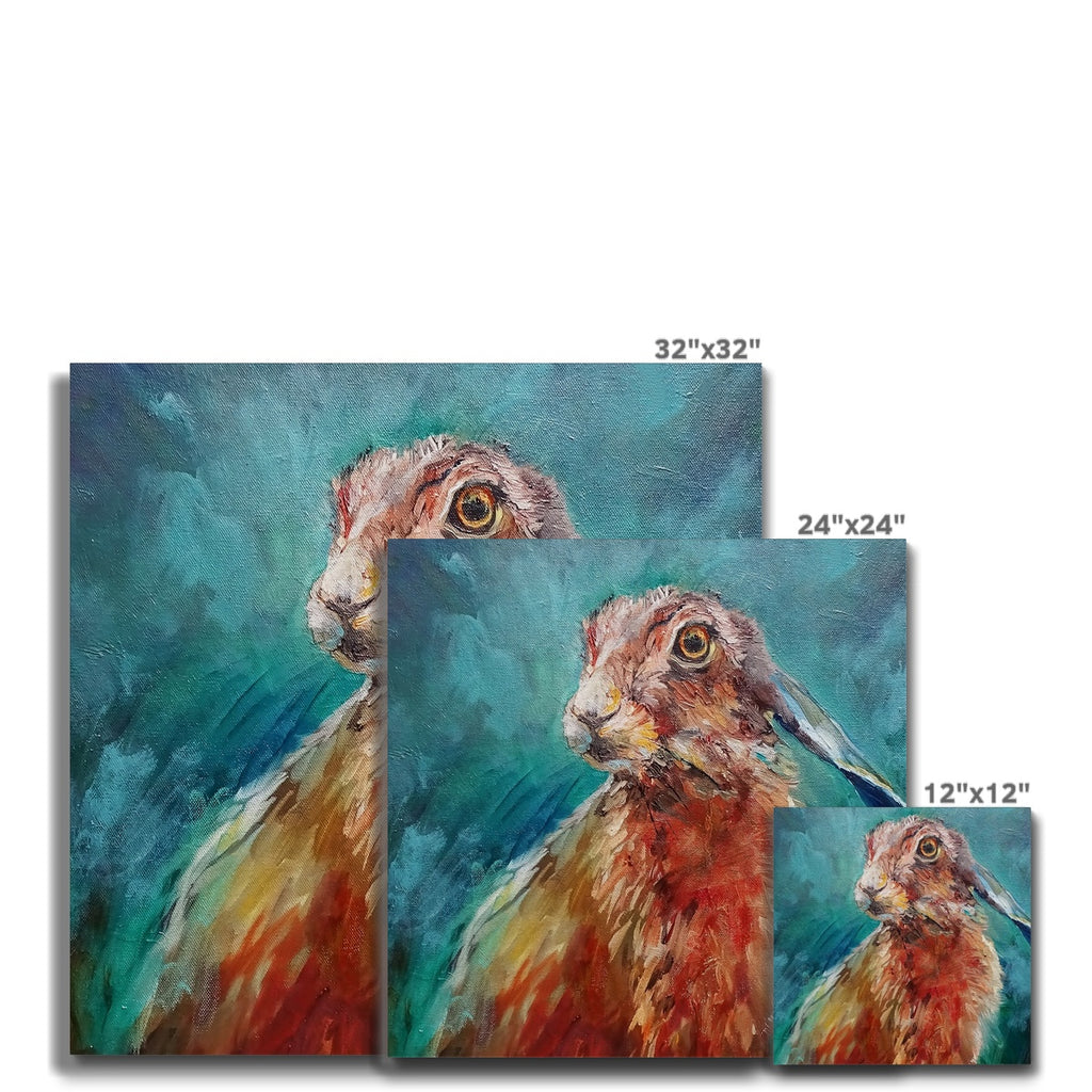 Taking a Break - Hare Canvas - - susan gardner - uk artist - colourful animal art