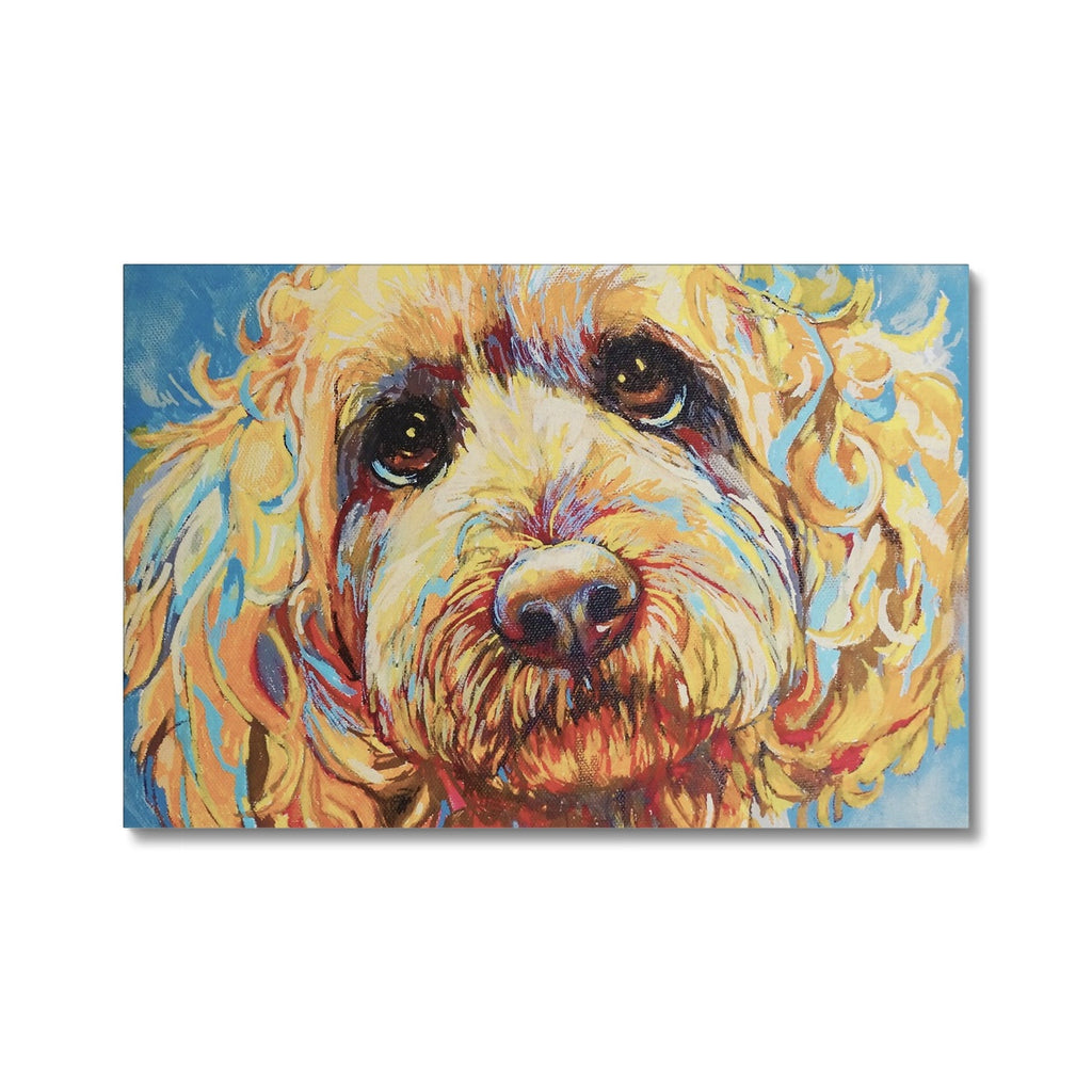 Cockerpoo Canvas - - susan gardner - uk artist - colourful animal art