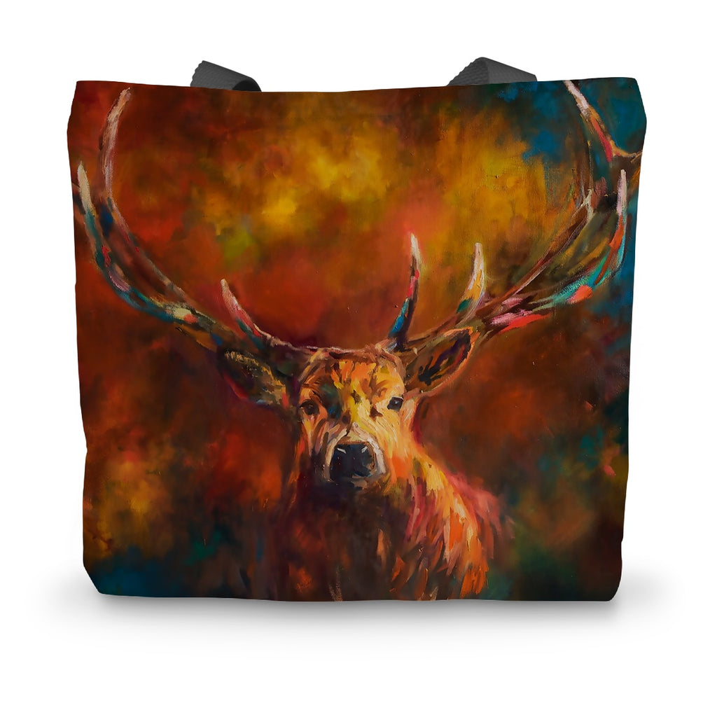 Autumn Stag Canvas Tote Bag - - susan gardner - uk artist - colourful animal art