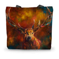 Autumn Stag Canvas Tote Bag - - susan gardner - uk artist - colourful animal art